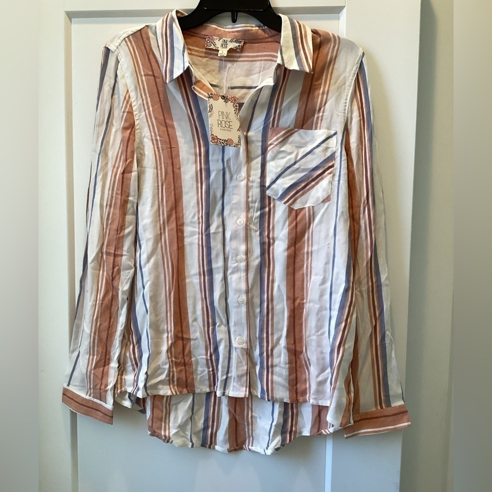 NWT Pink Rose Vintage Blouse size large